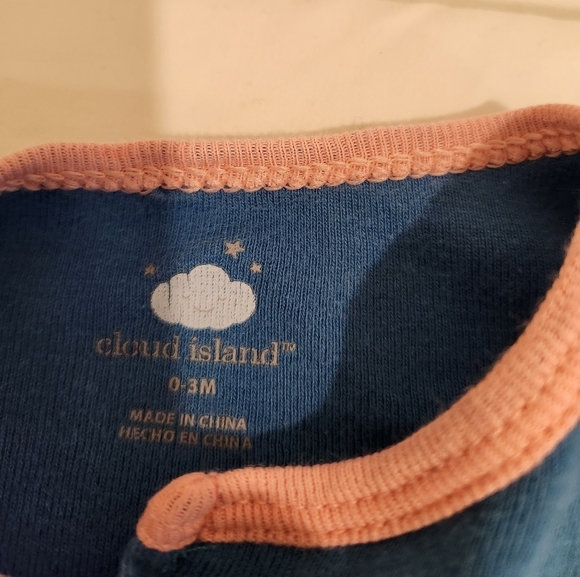 Cloud Island Baby Girl  Footed Pajama 0-3 M Blue Polka-Dot Long Sleeve Crew Neck - Picture 5 of 6